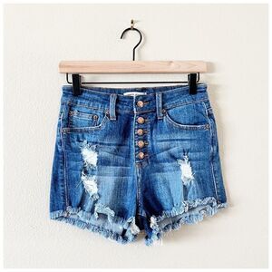 Hammer Jeans High Rise Distressed Exposed Button Fly Cut Off Shorts Sz M